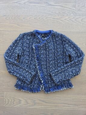 Maje tweed fringe cardigan jacket